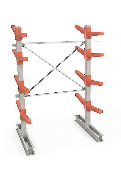 Складской консольный стеллаж для склада 2500x1500x1400 (16 консолей)