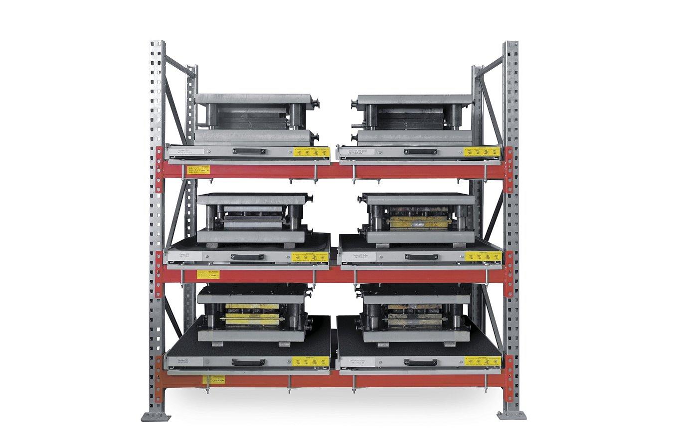 Стеллаж для склада с выкатными платформами (3 яруса)