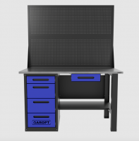 Верстак GAROPT однотумбовый 4 ящика с двумя экранами и ящиком